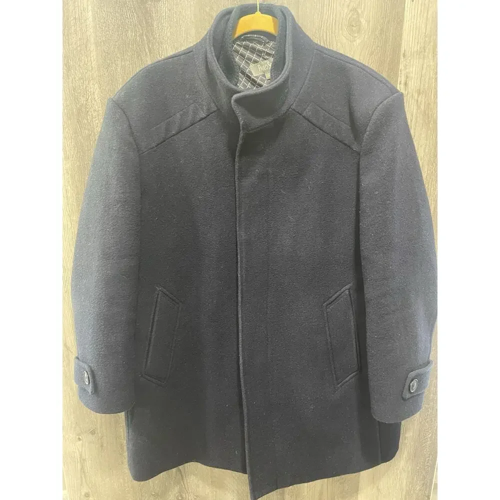 Paulo Solari Navy Blue Wool/Poly Blend Mens Pea Coat XL
